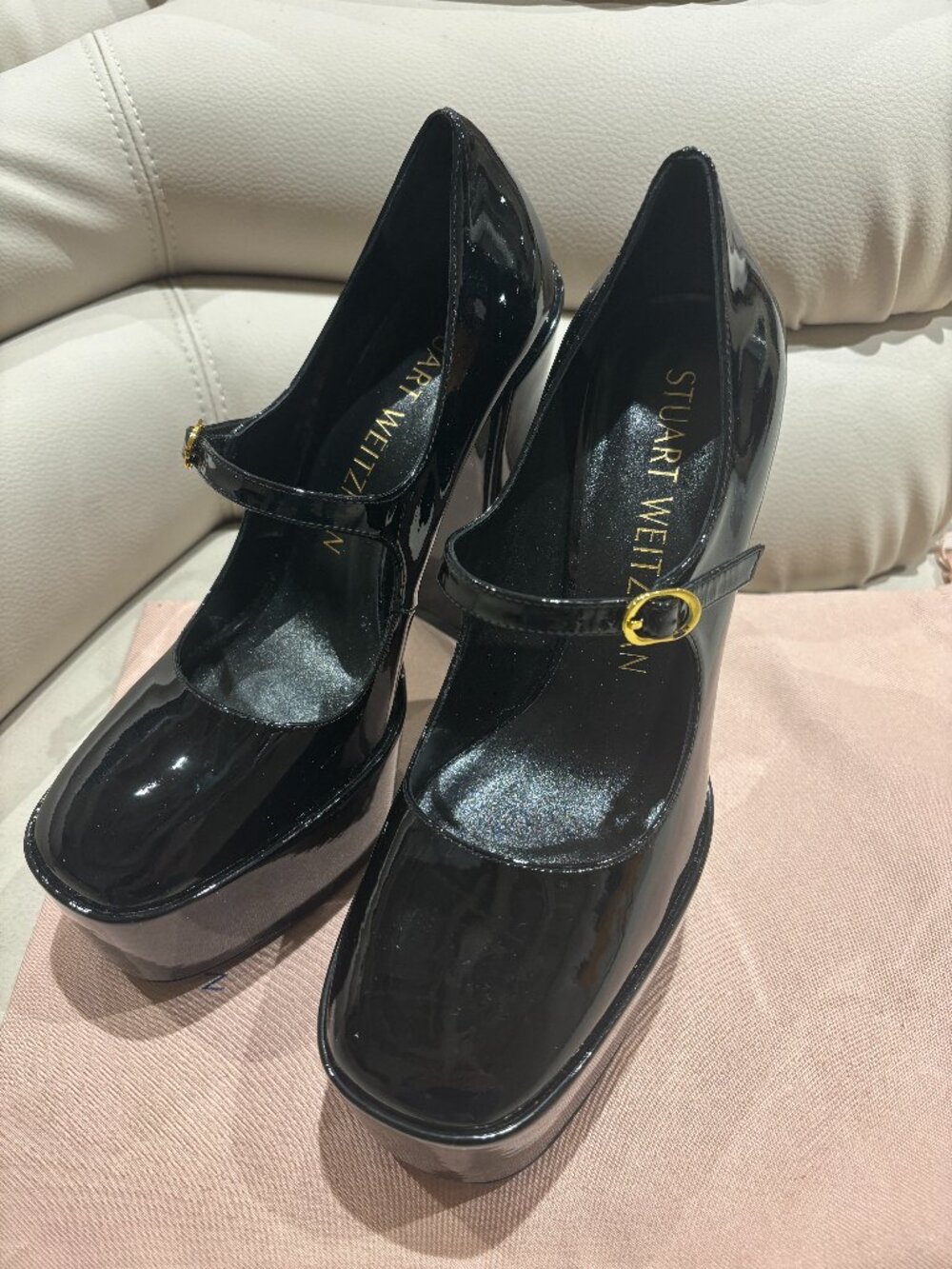 Stuart Weitzman Black Skyhigh 145 Mary Jane Platform Pumps